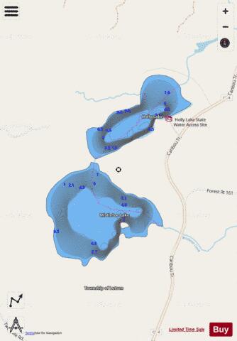 Mistletoe Lake + Holly Lake depth contour Map - i-Boating App - Streets