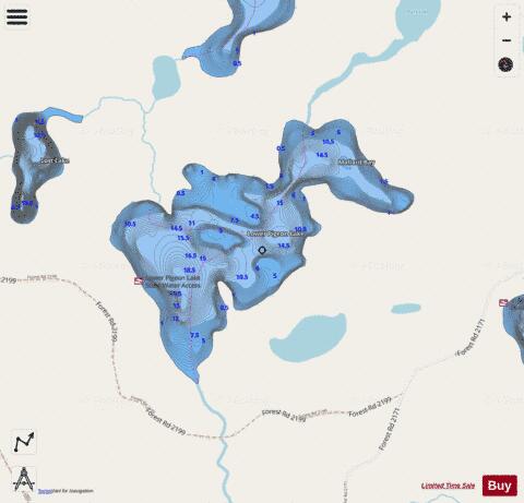 Lower Pigeon Lake depth contour Map - i-Boating App - Streets