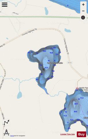 Upper Pigeon Lake depth contour Map - i-Boating App - Streets