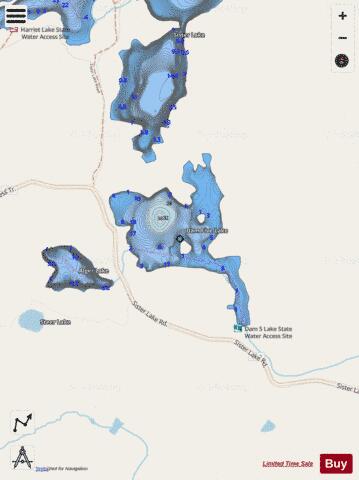Dam Five Lake depth contour Map - i-Boating App - Streets