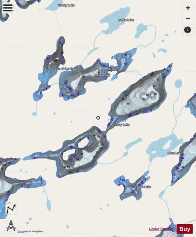 Canoe Lake + Cherry Lake + Lake of the Clouds + Lunar Lake depth contour Map - i-Boating App - Streets