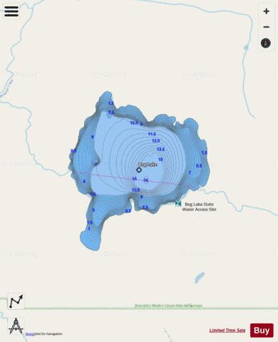 Bog Lake depth contour Map - i-Boating App - Streets