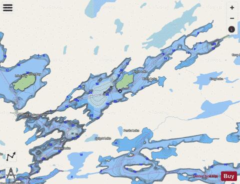 Birch Lake + Sucker Lake + depth contour Map - i-Boating App - Streets