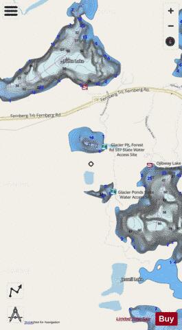Glacier Pond + depth contour Map - i-Boating App - Streets