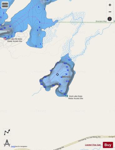 Stub Lake depth contour Map - i-Boating App - Streets
