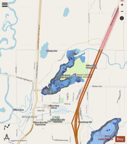 Stanton Lake depth contour Map - i-Boating App - Streets