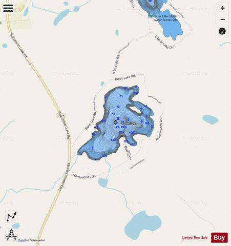Barrs Lake depth contour Map - i-Boating App - Streets