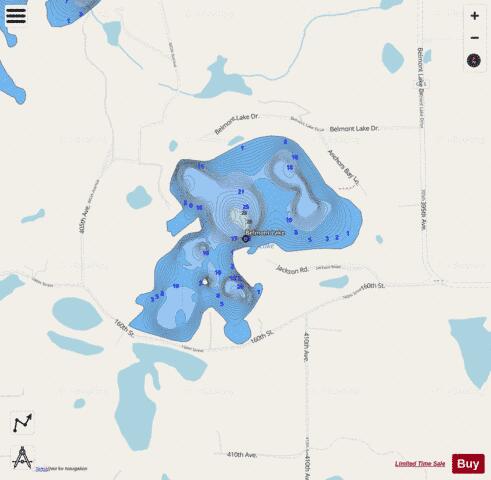 Lake Belmont depth contour Map - i-Boating App - Streets