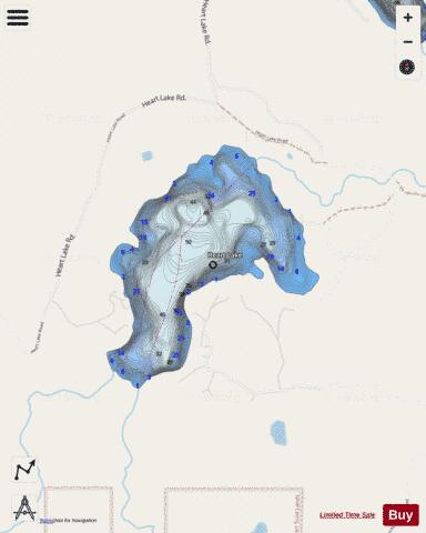 Heart Lake depth contour Map - i-Boating App - Streets