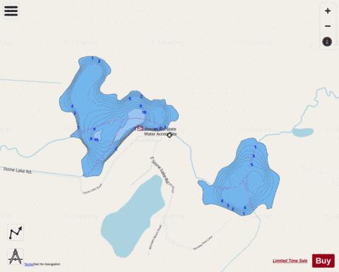 Lake Stone depth contour Map - i-Boating App - Streets