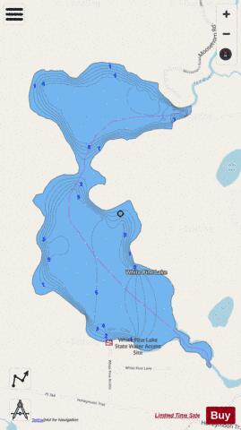 Lake White Pine depth contour Map - i-Boating App - Streets