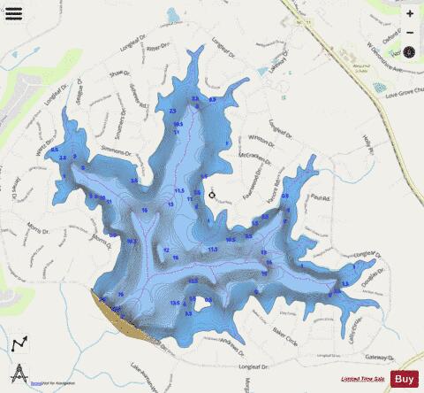 Auman Lake depth contour Map - i-Boating App - Streets