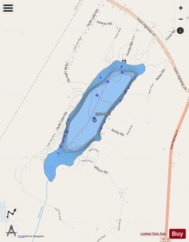 Hyde Lake depth contour Map - i-Boating App - Streets