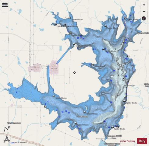 Lake Konawa depth contour Map - i-Boating App - Streets