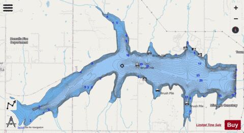 Wes Watkins Reservoir depth contour Map - i-Boating App - Streets