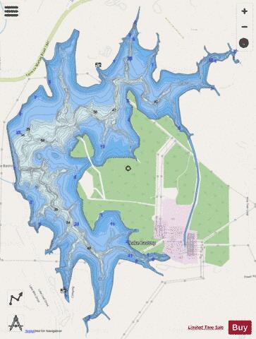 Bastrop Reservoir depth contour Map - i-Boating App - Streets
