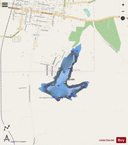 City Lake, San Augustine depth contour Map - i-Boating App - Streets