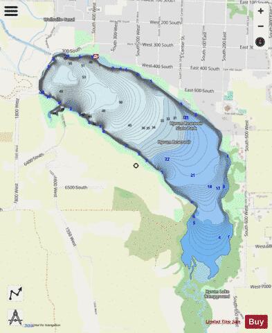 Hyrum Reservoir depth contour Map - i-Boating App - Streets