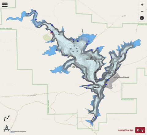 Red Fleet Reservoir depth contour Map - i-Boating App - Streets
