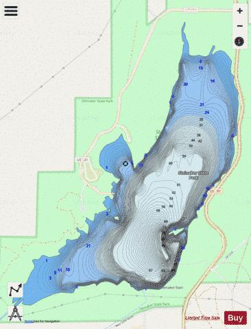 Steinaker Reservoir depth contour Map - i-Boating App - Streets