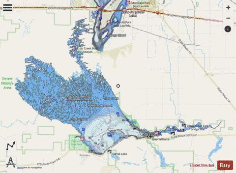 Potholes Reservoir depth contour Map - i-Boating App - Streets