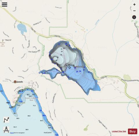 Cascade Lake,  San Juan County depth contour Map - i-Boating App - Streets