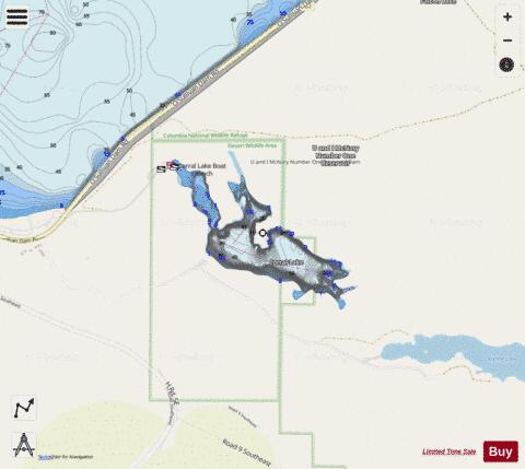 Corral Lake,  Grant County depth contour Map - i-Boating App - Streets