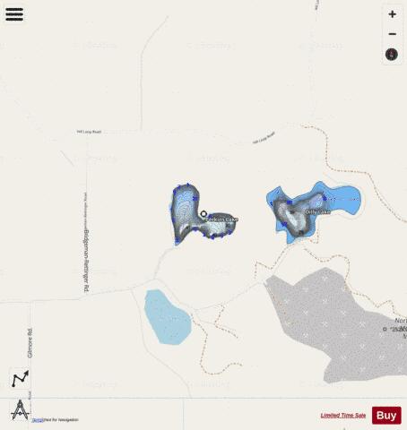 Perkins Lake,  Stevens County depth contour Map - i-Boating App - Streets