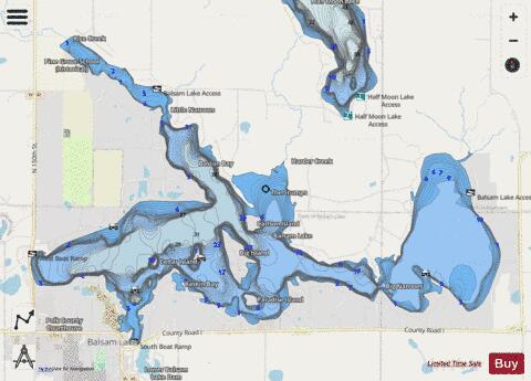Balsam Lake depth contour Map - i-Boating App - Streets