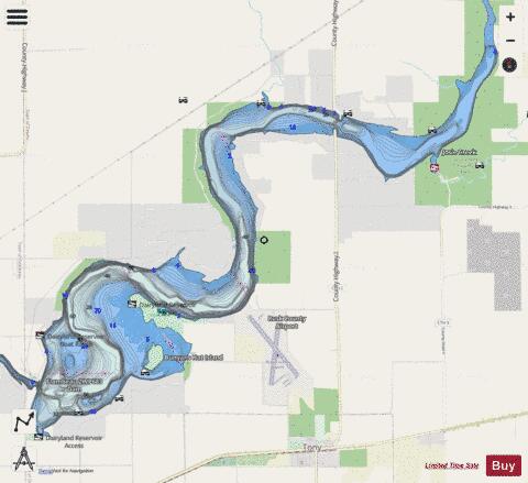 Dairyland Reservoir depth contour Map - i-Boating App - Streets