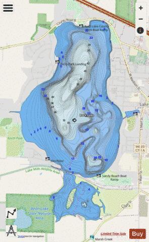 Rock Lake depth contour Map - i-Boating App - Streets