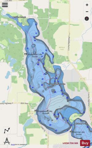Wapogasset Lake depth contour Map - i-Boating App - Streets