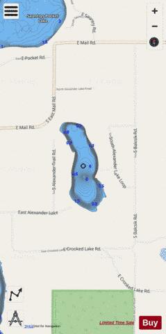 Alexander Lake depth contour Map - i-Boating App - Streets