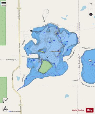 Amnicon Lake depth contour Map - i-Boating App - Streets