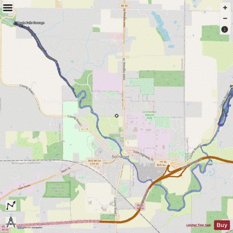Apple Falls Flowage depth contour Map - i-Boating App - Streets