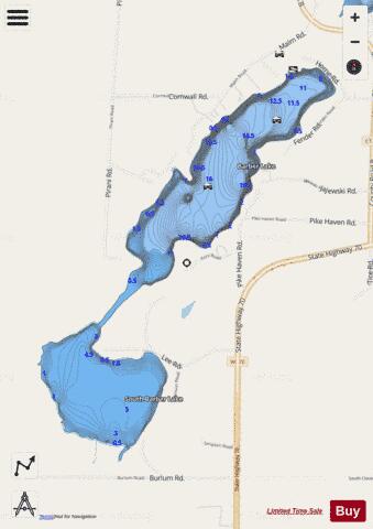 Barber Lake depth contour Map - i-Boating App - Streets