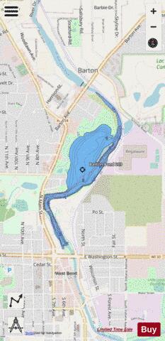 Barton Pond depth contour Map - i-Boating App - Streets