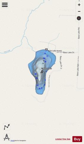 Bass Lake B depth contour Map - i-Boating App - Streets