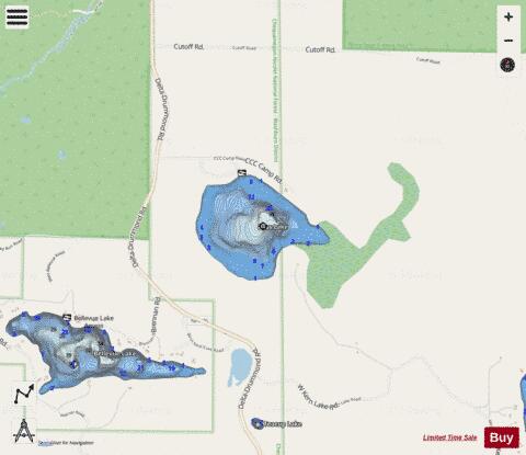 Bass Lake H depth contour Map - i-Boating App - Streets