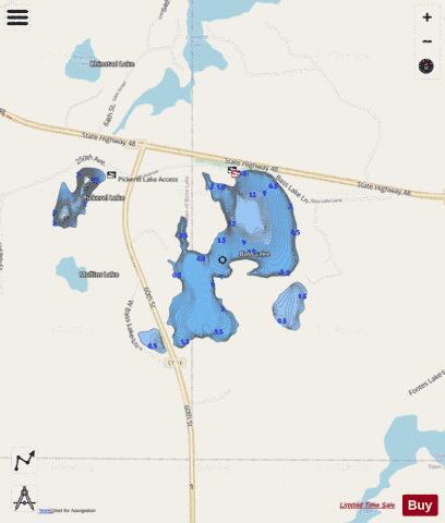 Bass Lake J depth contour Map - i-Boating App - Streets