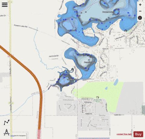 Benedict Lake depth contour Map - i-Boating App - Streets
