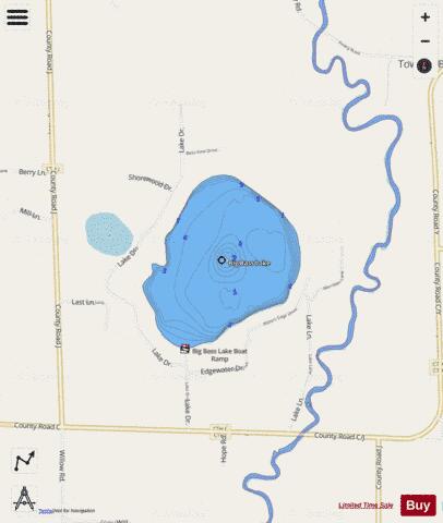 Big Bass Lake depth contour Map - i-Boating App - Streets