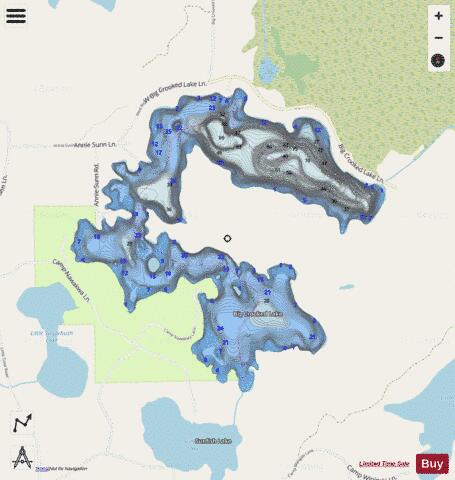 Big Crooked Lake depth contour Map - i-Boating App - Streets