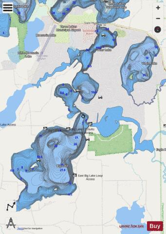 Dog Lake + Big Lake depth contour Map - i-Boating App - Streets