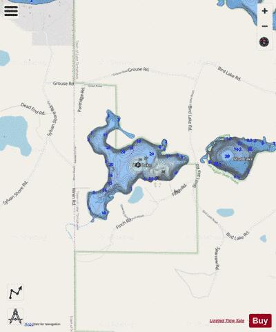 Bird Lake depth contour Map - i-Boating App - Streets
