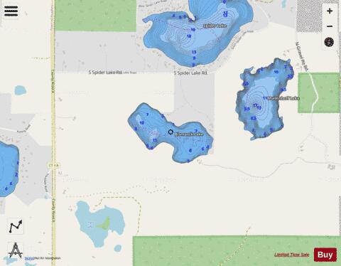 Bismarck Lake depth contour Map - i-Boating App - Streets