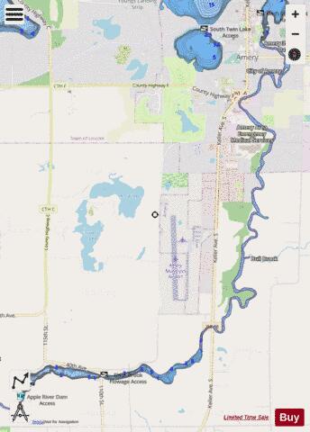 Black Brook Flowage depth contour Map - i-Boating App - Streets
