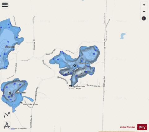 Black Dan Lake depth contour Map - i-Boating App - Streets
