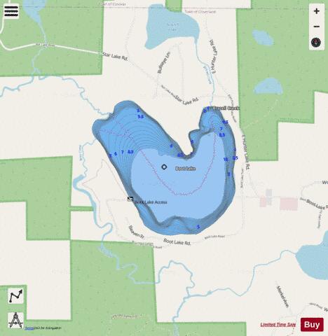 Boot Lake A depth contour Map - i-Boating App - Streets