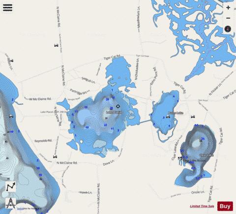 Burns Lake + Lake Placid depth contour Map - i-Boating App - Streets
